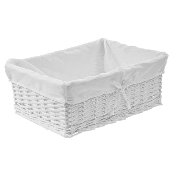 white wicker storage basket