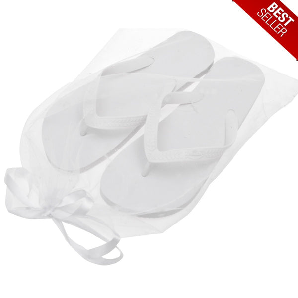 Zohula Originals White Flip Flops - With FREE Organza bags - Bulk Buy - 10-100 Pairs